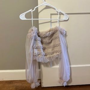 New with tags, cream off the shoulder crop top